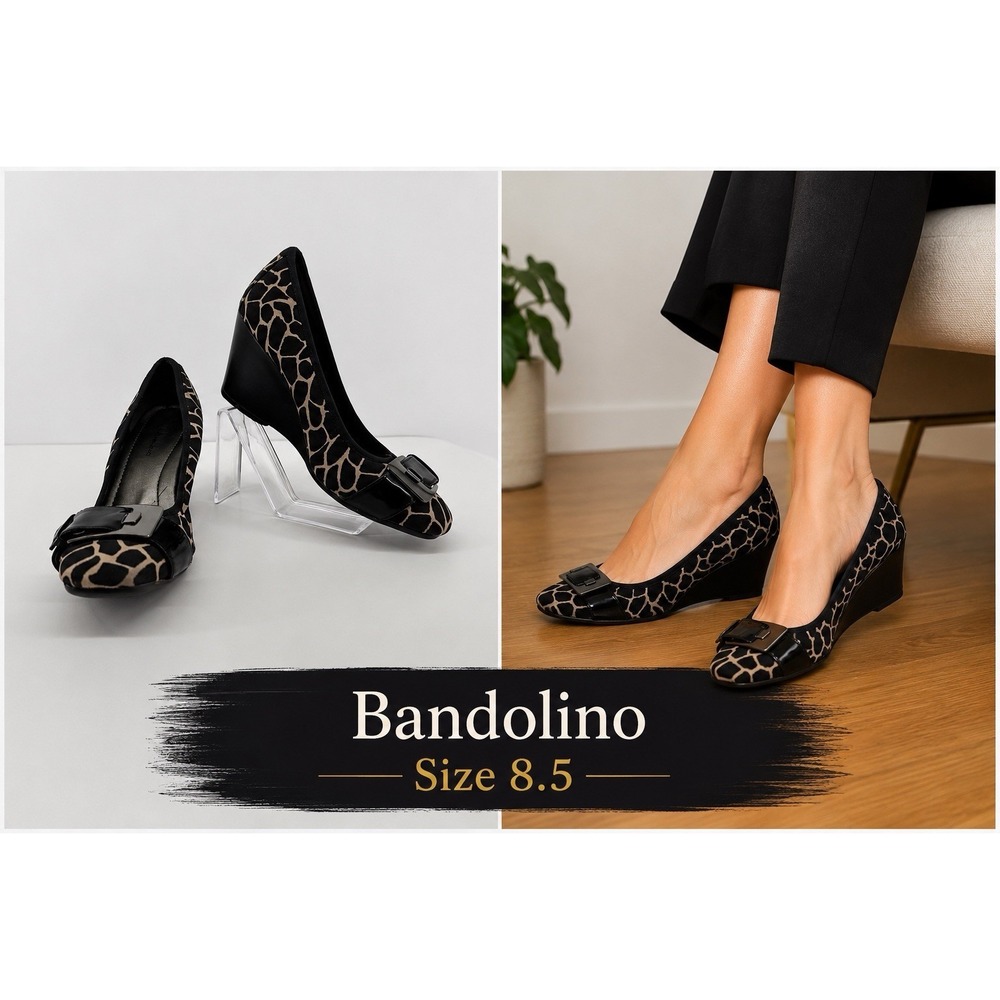 Bandolino Giraffe Print Wedge Heels 8.5M Animal Print Shoes Office Career
